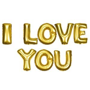 I Love You Harf Folyo Balon Seti 40 cm Gold