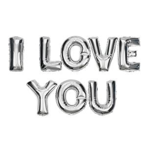 I Love You Yazılı Harf Folyo Balon 40 cm Gümüş