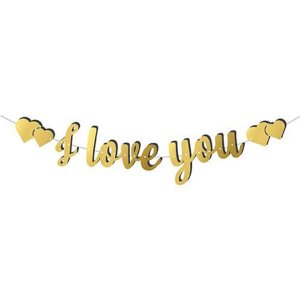 I Love You Gold Kaligrafi Banner