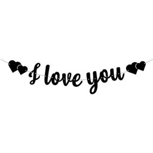 I Love You Siyah Kaligrafi Banner