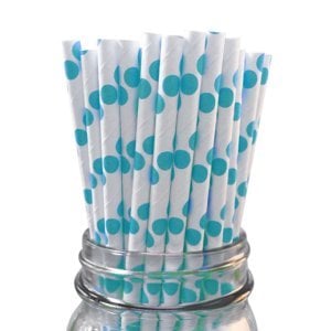 Puantiyeli Kağıt Pipet Mavi 20'li - PartiPan