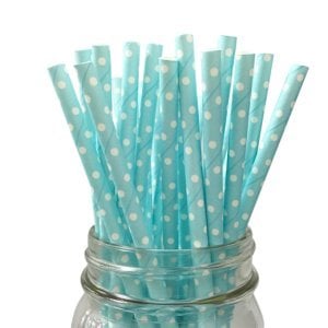 Noktalı Kağıt Pipet Mavi 20'li - PartiPan