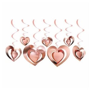 3D Kalp Asmalı Tavan Süsü Rose Gold